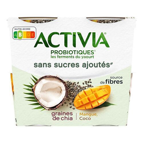 Activia Yaourt bifidus mangue coco chia sans sucres ajoutés