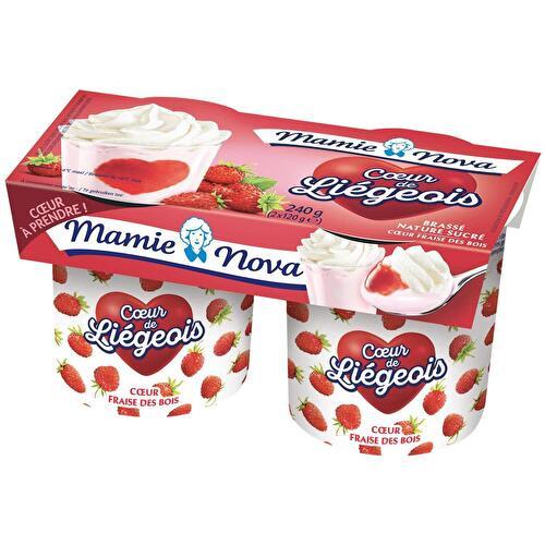 MAMIE NOVA Yaourt gourmand à la fraise avec morceaux 2x150g pas cher 