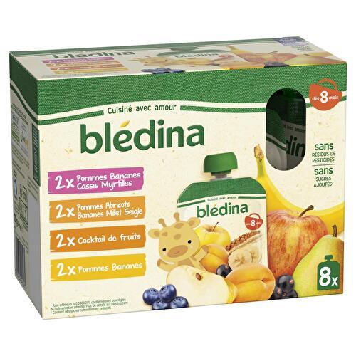 Blédina - Gourdes multivariété fruits et céréales dès 8 mois x8 -  Supermarchés Match