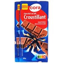 CORA Chocolat au lait croustillant 2 x100g