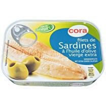 CORA Filets de sardines huile d'olive vierge extra