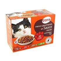 CORA Menus gourmands en sauce à la viande pour chat