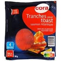 CORA Tranches de saumon fumé Atlantique pour toast x4