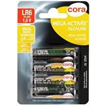 CORA Piles alcalines méga-activées AA LR06 x4