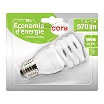 CORA Ampoule fluo compact blanc chaud E27 15W