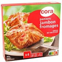 CORA Paniers feuilleté jambon fromages x 4