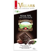 VILLARS Chocolat noir 70% sans sucre ajouté