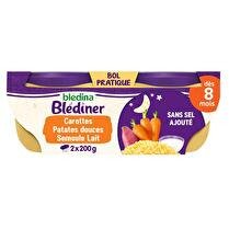 BLÉDINA Blédiner -  Duo carottes & patates douces semoule lait dès 8 mois
