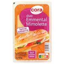 CORA Duo emmental mimolette tranche spécial baguette