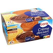 CORA Crème dessert saveur  vanille/ chocolat/ caramel