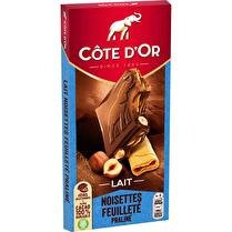 CÔTE D'OR Chocolat au lait noisettes feuilleté praliné