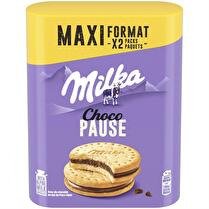 MILKA Biscuits choco pause avec un fourrage au chocolat au lait  x 2