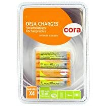 CORA Piles rechargeables 800 mAh AAA LR03 x4