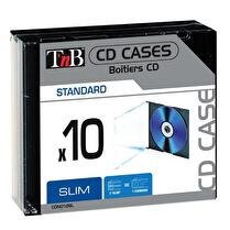 T'NB 10 boitiers slim transparents avec plateau noir pour 1 cd