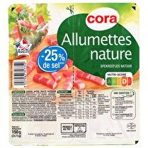 CORA Lardons Allumettes - 25 % de sel nature 2 barquettes