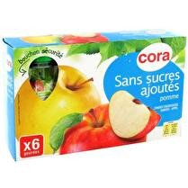 CORA Compotes pomme sans sucres ajoutés  6x90g