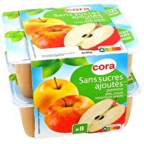 CORA Compote de pommes sans sucre ajouté  8x100g