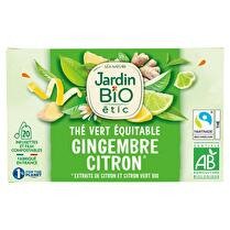 JARDIN BIO ÉTIC Thé vert gingembre citron vert bio  20 sachets