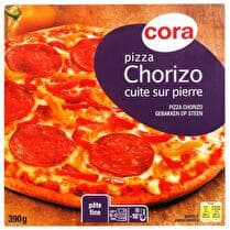 CORA Pizza chorizo cuite sur pierre