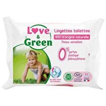 LOVE & GREEN Lingettes toilettes