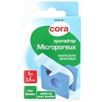 CORA Sparadrap microporeux blanc avec devidoir 5M X 2.5cm