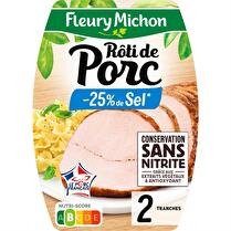FLEURY MICHON Rôti de porc cuit -25 % de sel Bleu Blanc Coeur 2 tranches