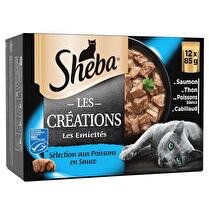 SHEBA Repas pour chat emietté aux poissons en sauce 4 Variétés
