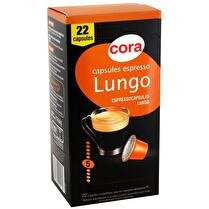 CORA Capsules de café  Lungo  - x 22