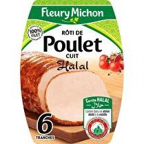 FLEURY MICHON Rôti de poulet cuit Halal 6 tranches
