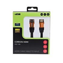 APM Câble HDMI M/M 1,4, noir, plug jaune or, 1,80m 590466