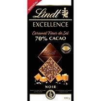 LINDT Tablette de chocolat excellence 70 % cacao noir caramel fleur de sel