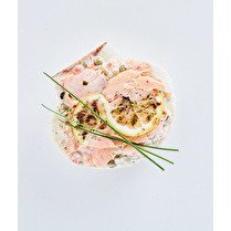 VOTRE POISSONNIER PROPOSE Coquille de saumon macédoine préparée