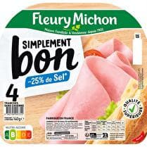 FLEURY MICHON Jambon Simplement Bon sans couenne -25 % sel x4
