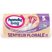 HANDY BAG Sacs poubelle Salle de Bains à poignées coulissantes Senteur Florale5L