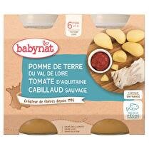 BABYBIO Pommes de terre du val de Loire tomate d'aquitaine cabillaud sauvage dès 6 mois x 2