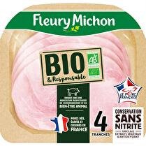 FLEURY MICHON Jambon Bio Français conservation sans nitrite 4 tranches