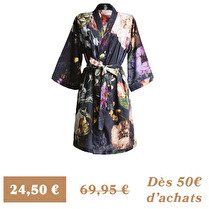 ESSENZA Kimono Polyester satin Sarai, coloris indigo