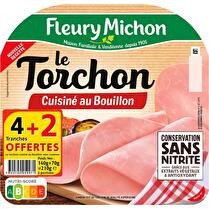 FLEURY MICHON Jambon le torchon Conservation sans nitrite - 4 tranches + 2 tranches offertes soit 210 g