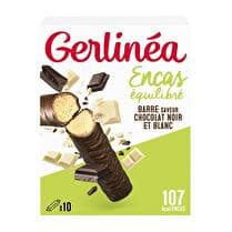 GERLINÉA Barres saveur chocolat noir et blanc hyper-protéinés x 10