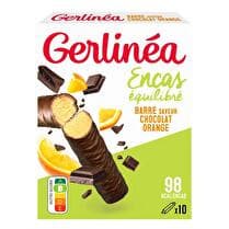 GERLINÉA Barres saveur chocolat orange hyper-protéinés x 10