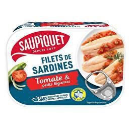 SAUPIQUET Filets sardines sans arêtes sauce tomate &  légumes sans huile
