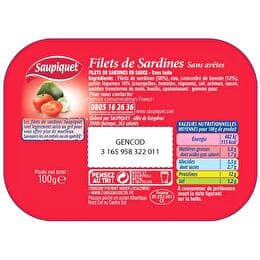SAUPIQUET Filets sardines sans arêtes sauce tomate &  légumes sans huile