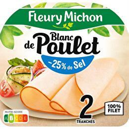 FLEURY MICHON Blanc de poulet -25 % de sel 2 tranches