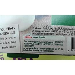 Faisselle nature 0% MG RIANS