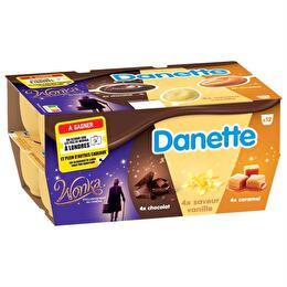 DANETTE DANONE Crème dessert chocolat / vanille / caramel