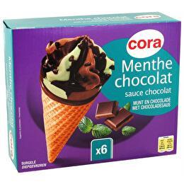 CORA Cône glacé menthe chocolat x6