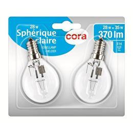 CORA Ampoules halogénes sphériques E14-28W