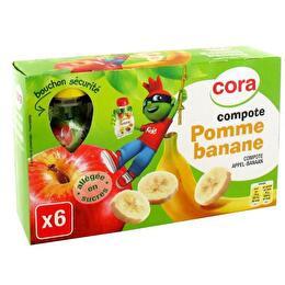 CORA Compote pomme banane 6x90g