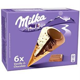 MILKA Cône glacé chocolat vanille x6