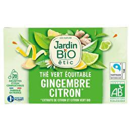 JARDIN BIO ÉTIC Thé vert gingembre citron vert bio  20 sachets